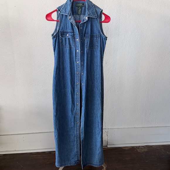 Vintage 90 Lauren Ralph Lauren Denim Dress Size P/P - Picture 2 of 4